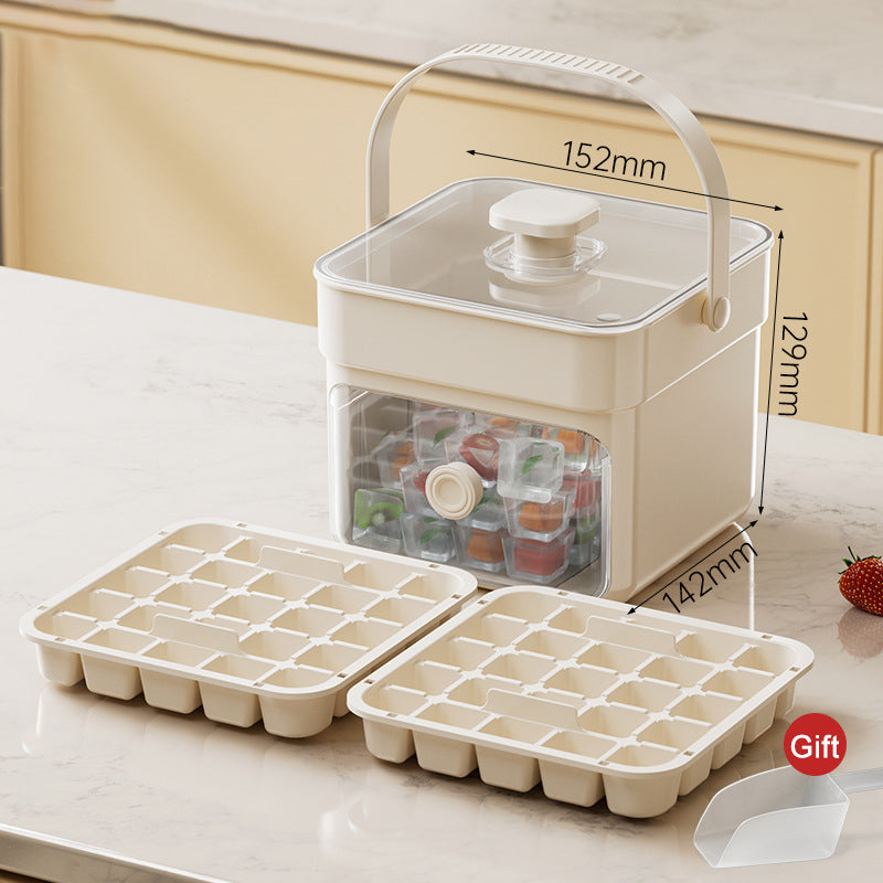 🧊 Eiswürfelform mit Aufbewahrungsbehälter & Ein-Knopf-Bedienung – müheloses Entnehmen, perfekt für Zuhause, Partys & Balkon