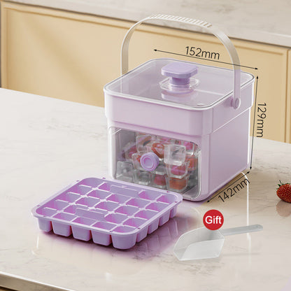 🧊 Eiswürfelform mit Aufbewahrungsbehälter & Ein-Knopf-Bedienung – müheloses Entnehmen, perfekt für Zuhause, Partys & Balkon