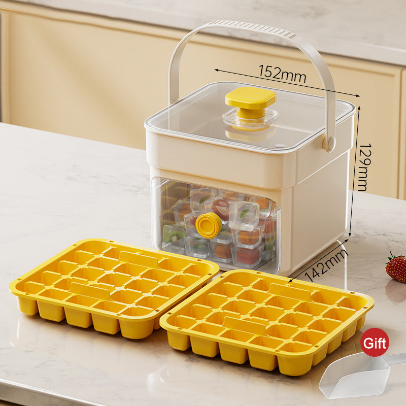 🧊 Eiswürfelform mit Aufbewahrungsbehälter & Ein-Knopf-Bedienung – müheloses Entnehmen, perfekt für Zuhause, Partys & Balkon