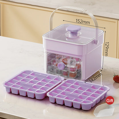 🧊 Eiswürfelform mit Aufbewahrungsbehälter & Ein-Knopf-Bedienung – müheloses Entnehmen, perfekt für Zuhause, Partys & Balkon