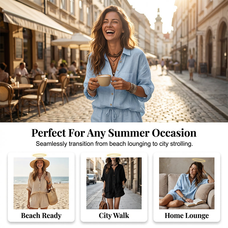 Damen lässiges zweiteiliges Lounge-Set 🌞 Müheloser Sommerstil – Bleiben Sie cool und schick 😎