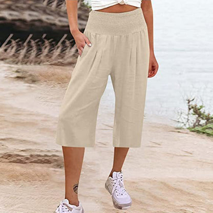 🍂🔥 50% RABATT ⏰ Leichte Damen Crop-Hose mit elastischem Bund – luftig, bequem & perfekt für warme Tage ☀️✨