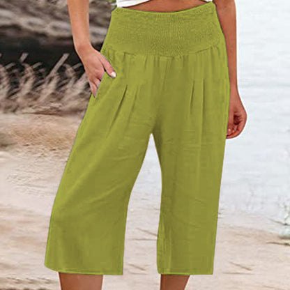 🍂🔥 50% RABATT ⏰ Leichte Damen Crop-Hose mit elastischem Bund – luftig, bequem & perfekt für warme Tage ☀️✨