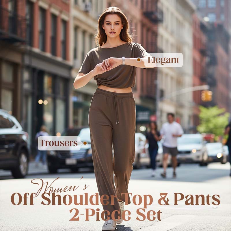 👚 50% RABATT! 🌸 "Soft-Touch" Lounge-Set – Asymmetrisches Off-Shoulder Top & Weite Hose, Bequem & Perfekt Für Entspannte Tage Zuhause 💃