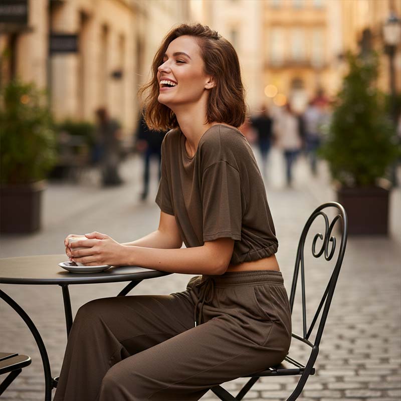👚 50% RABATT! 🌸 "Soft-Touch" Lounge-Set – Asymmetrisches Off-Shoulder Top & Weite Hose, Bequem & Perfekt Für Entspannte Tage Zuhause 💃