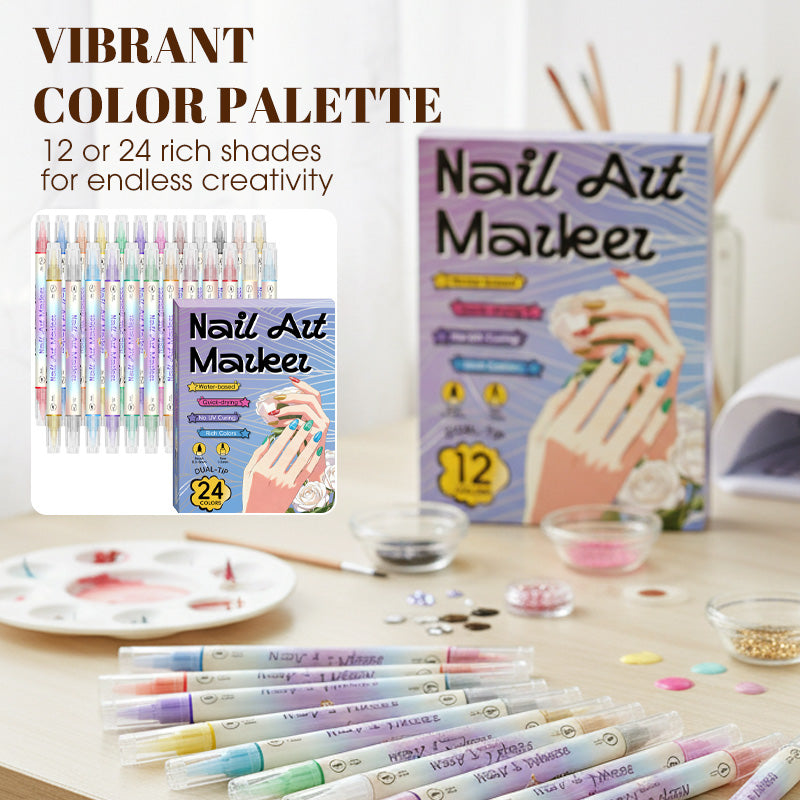 🥳 Nageldesign-Pen mit 2-in-1 Spitze – Perfekt für präzise Linien & Details zu Hause oder unterwegs
