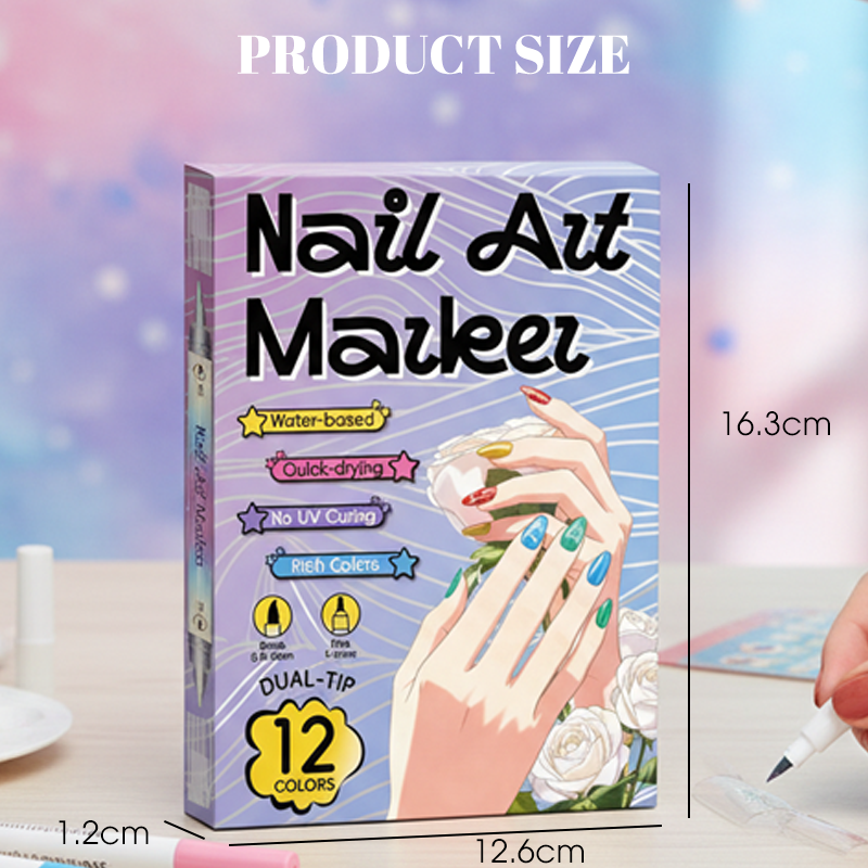 🥳 Nageldesign-Pen mit 2-in-1 Spitze – Perfekt für präzise Linien & Details zu Hause oder unterwegs