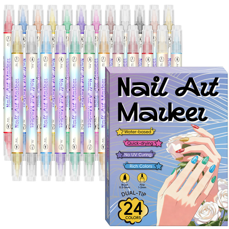 🥳 Nageldesign-Pen mit 2-in-1 Spitze – Perfekt für präzise Linien & Details zu Hause oder unterwegs