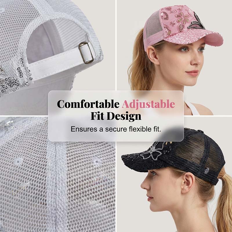 Baseballkappe mit Strass-Schmetterling und Pailletten