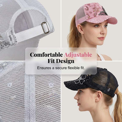 Baseballkappe mit Strass-Schmetterling und Pailletten