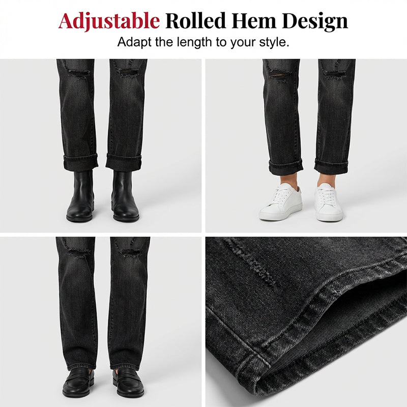 🌞Bequeme lässige Jeans für Damen, gerades Bein & trendige Rissoptik