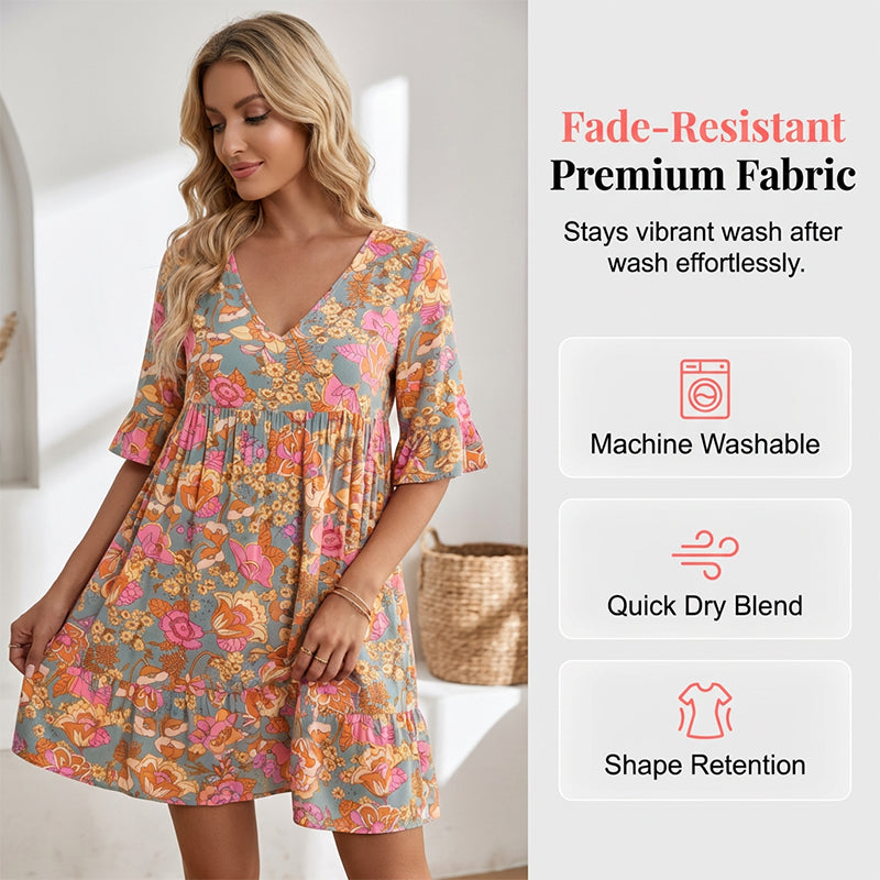 🌺 Zeitlich begrenztes Angebot – Lässiges Damenkleid mit V-Ausschnitt und Blumenmuster! Hol dir den Sommer-Look, der dich jeden Tag strahlen lässt. 🌸✨