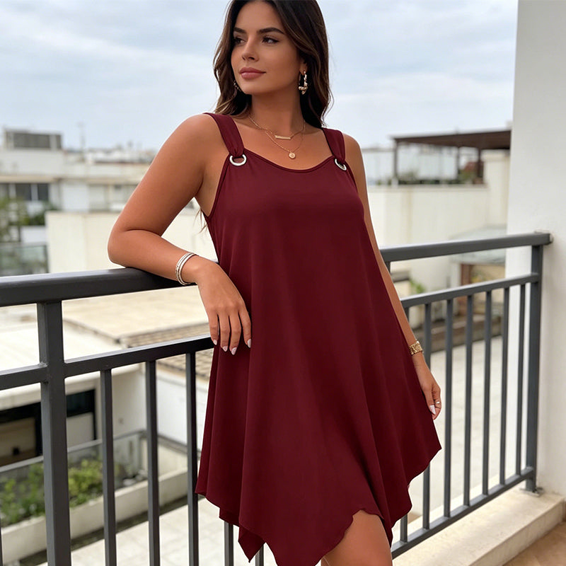 👗 LIMITED-TIME 50% RABATT! ✨ Ärmelloses Damenkleid – Asymmetrischer Saum, 7 Farben, A-Linie 🍂