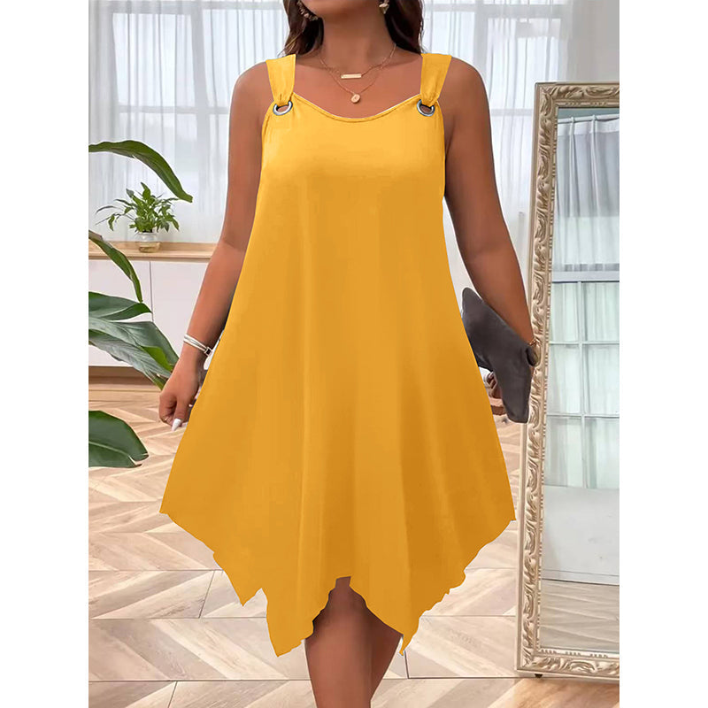 👗 LIMITED-TIME 50% RABATT! ✨ Ärmelloses Damenkleid – Asymmetrischer Saum, 7 Farben, A-Linie 🍂