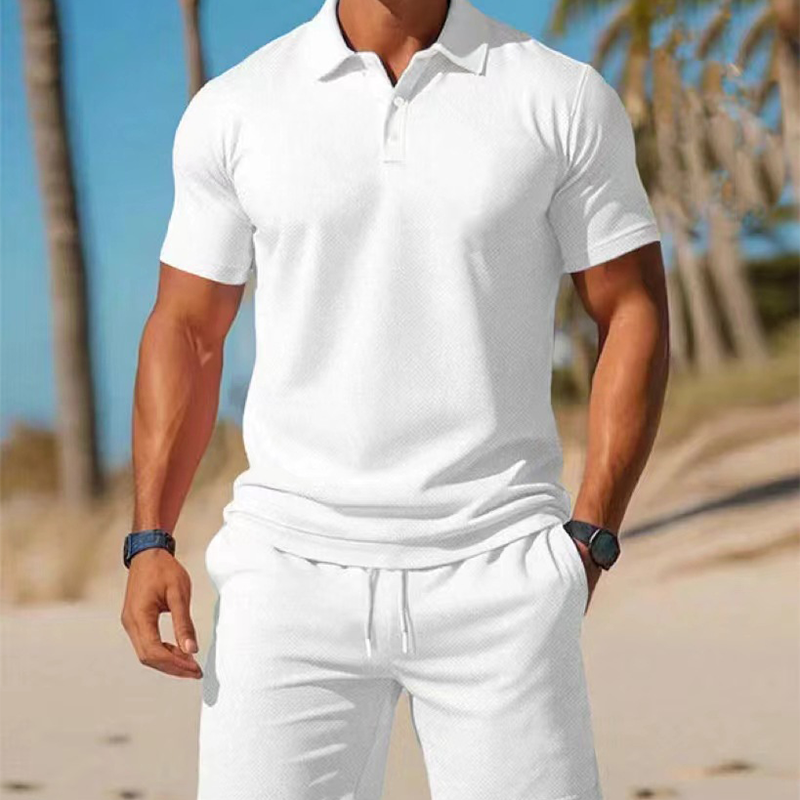 🔥Solange der Vorrat reicht 40 % Rabatt!🎉Zweiteiliges Sommer-Set für Herren aus Polohemd und Shorts