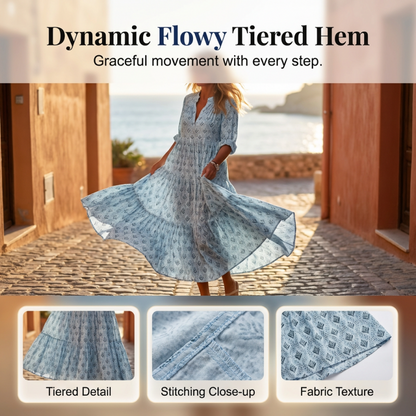 Damenkleid mit V-Ausschnitt, Übergröße, hochelastisch, mit Blumenmuster