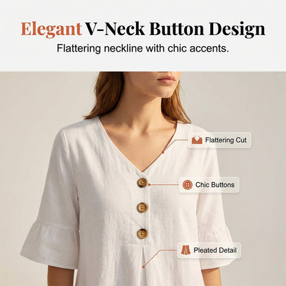👗 Damen Kleid aus Baumwolle – einfarbig, bequem & atmungsaktiv – ideal für Alltag, Strand & Freizeit – leichter, lässiger Schnitt