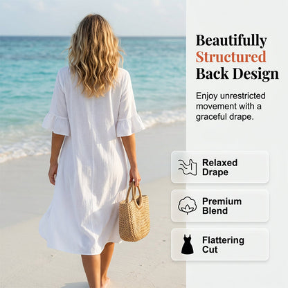 👗 Damen Kleid aus Baumwolle – einfarbig, bequem & atmungsaktiv – ideal für Alltag, Strand & Freizeit – leichter, lässiger Schnitt