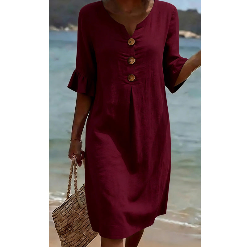 👗 Damen Kleid aus Baumwolle – einfarbig, bequem & atmungsaktiv – ideal für Alltag, Strand & Freizeit – leichter, lässiger Schnitt