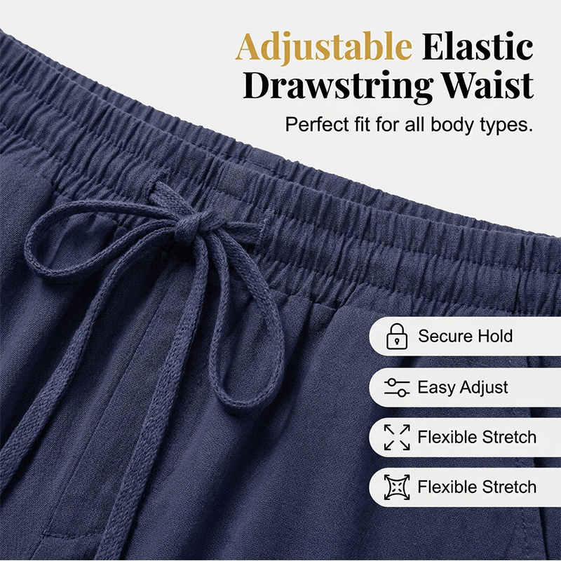 💃 Sommer Caprihose aus Baumwoll-Leinen – Lässig & praktisch mit Taschen