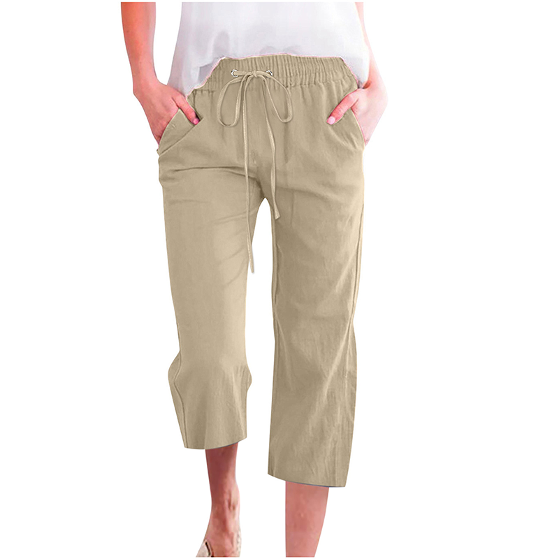 💃 Sommer Caprihose aus Baumwoll-Leinen – Lässig & praktisch mit Taschen
