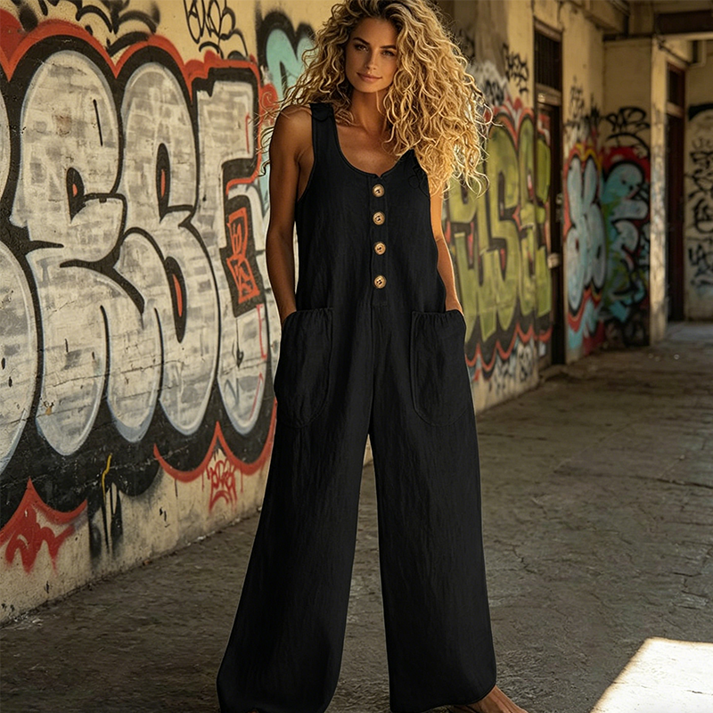 ✨ Tragekomfort pur 👖 Modischer Damen Jumpsuit weiter Schnitt 🔥 Jetzt zum halben Preis
