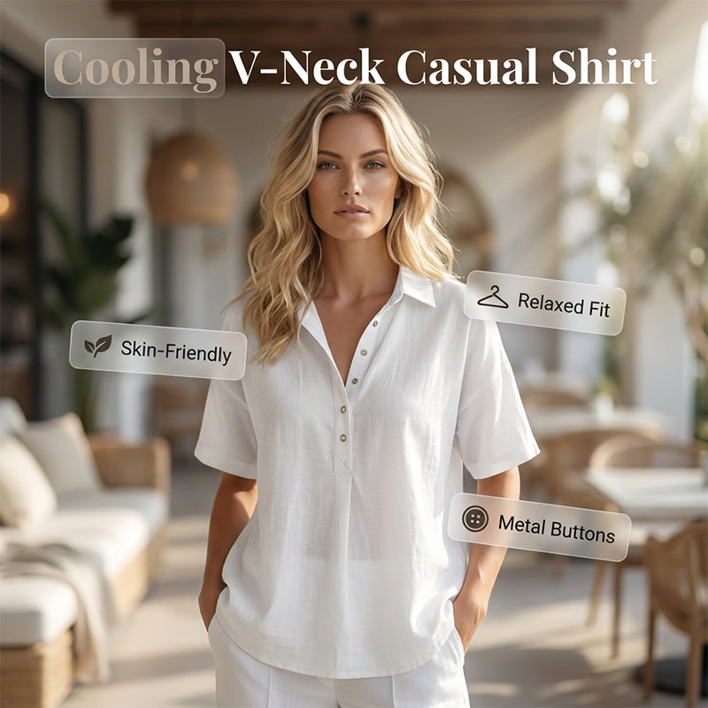 👕 Lässiges Damen-Kurzarmshirt mit V-Ausschnitt – weich & vielseitig kombinierbar