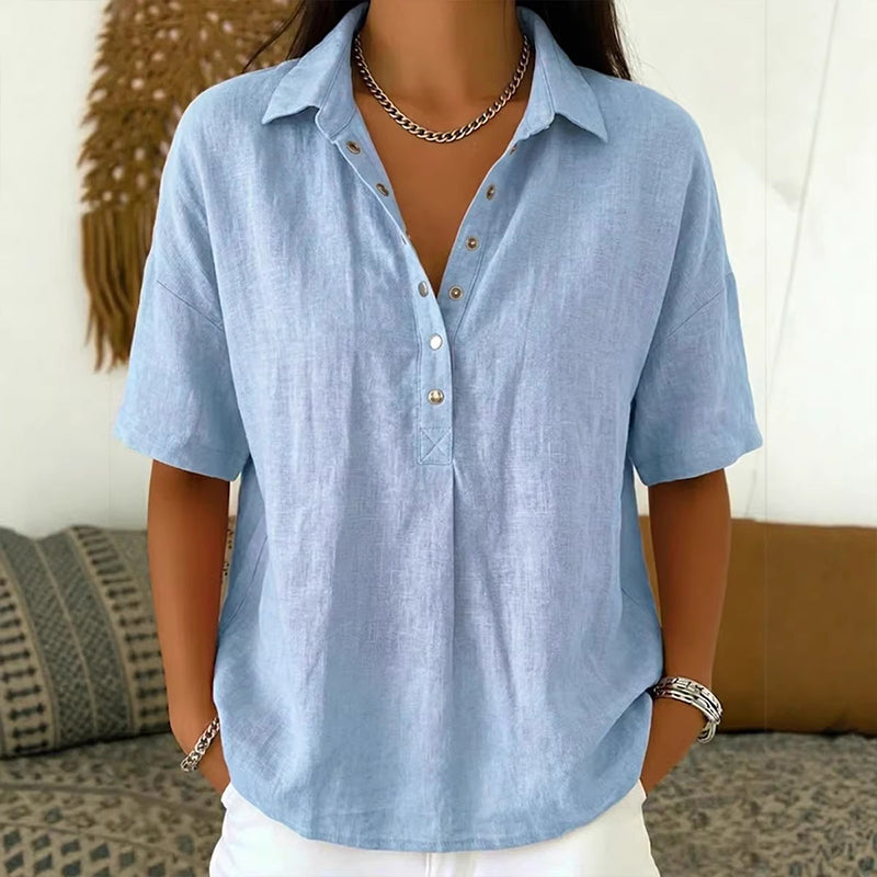 👕 Lässiges Damen-Kurzarmshirt mit V-Ausschnitt – weich & vielseitig kombinierbar