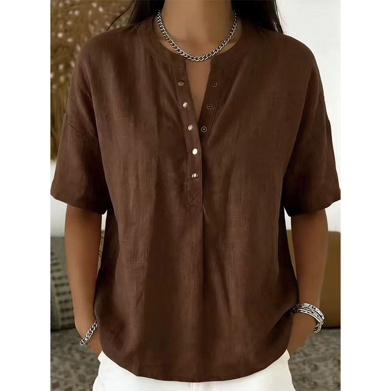 👕 Lässiges Damen-Kurzarmshirt mit V-Ausschnitt – weich & vielseitig kombinierbar
