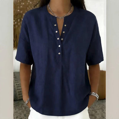 👕 Lässiges Damen-Kurzarmshirt mit V-Ausschnitt – weich & vielseitig kombinierbar