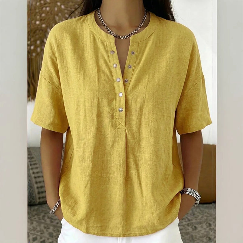👕 Lässiges Damen-Kurzarmshirt mit V-Ausschnitt – weich & vielseitig kombinierbar