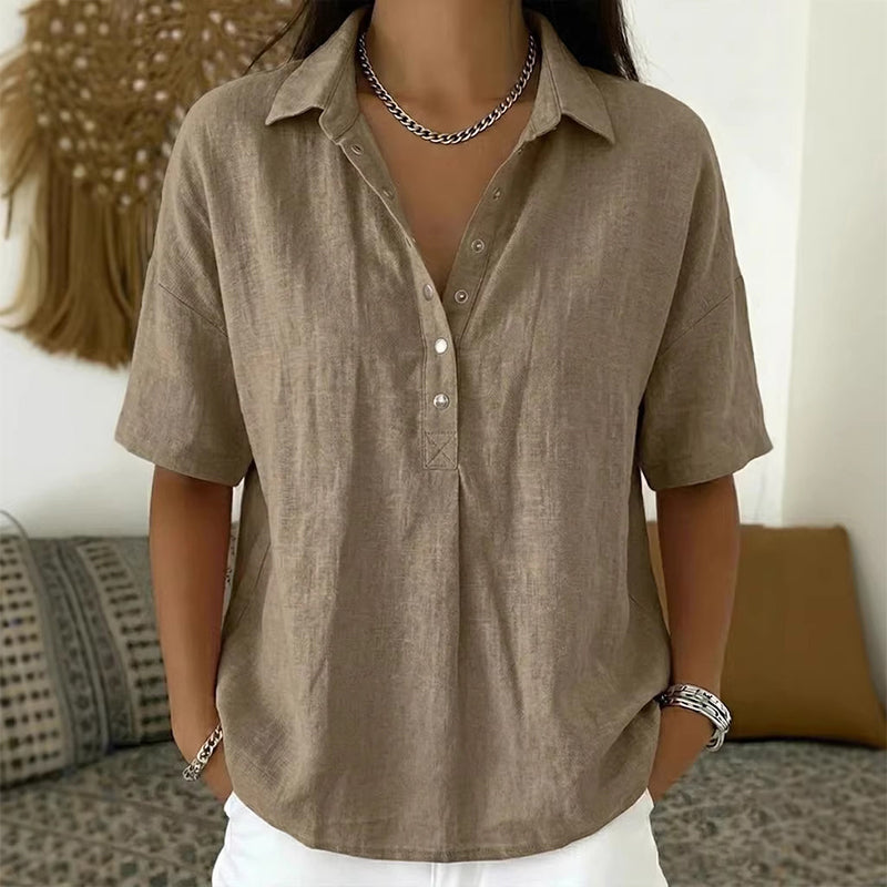 👕 Lässiges Damen-Kurzarmshirt mit V-Ausschnitt – weich & vielseitig kombinierbar