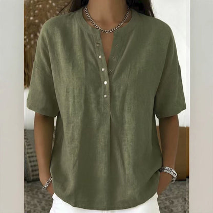 👕 Lässiges Damen-Kurzarmshirt mit V-Ausschnitt – weich & vielseitig kombinierbar