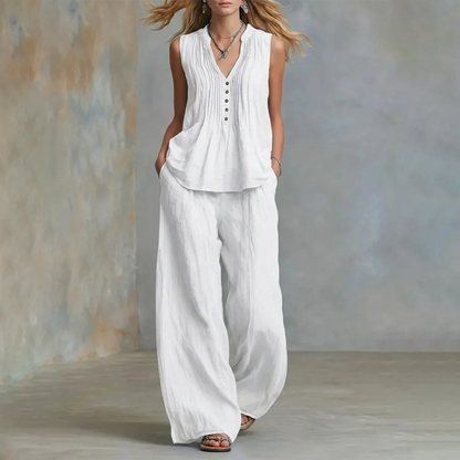 ✨Elegantes lockeres ärmelloses Top & Hose Zweiteiler-Set+ versandkostenfrei