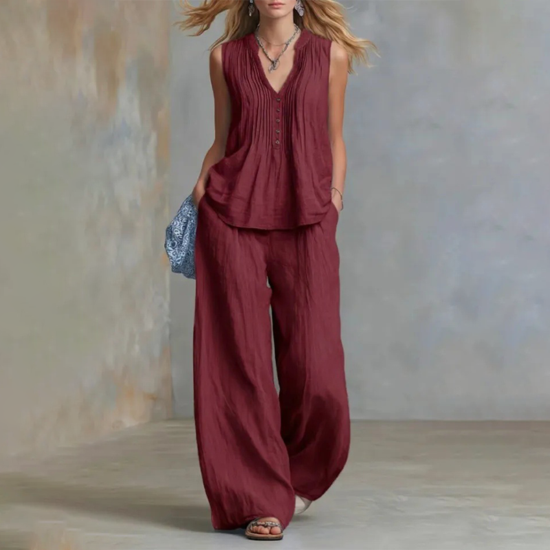 ✨Elegantes lockeres ärmelloses Top & Hose Zweiteiler-Set+ versandkostenfrei