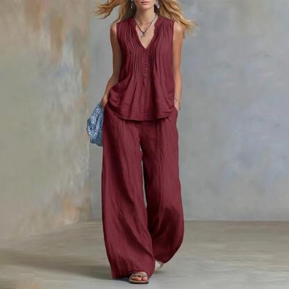 ✨Elegantes lockeres ärmelloses Top & Hose Zweiteiler-Set+ versandkostenfrei