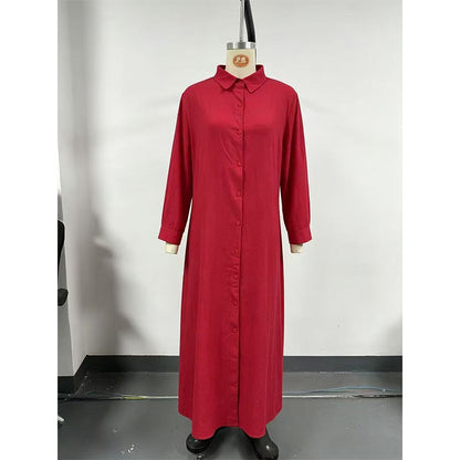 👗Elegantes Damen-Maxikleid mit langen Ärmeln & Knopfleiste | Versandkostenfrei