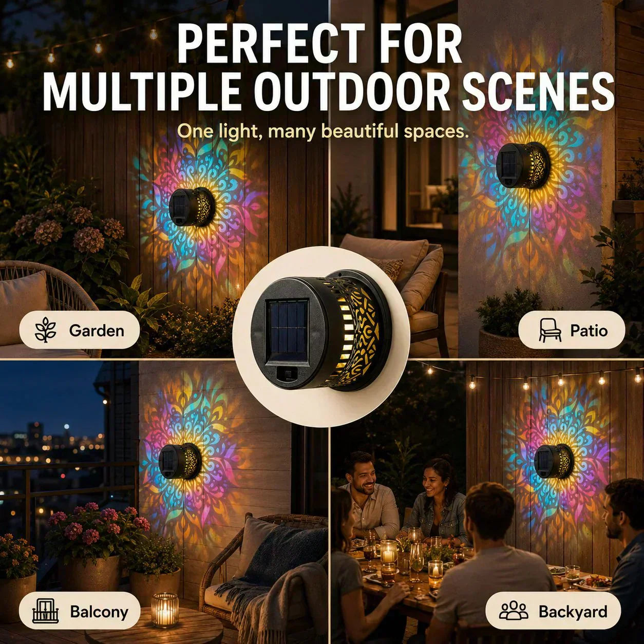 🏖️ Sommer-Sale 60% Rabatt 🏝️🌞 Solar Mandala Light – Stunning Pattern Projection, 2-in-1 Floor & Wall Design & IP65 Waterproof Auto On/Off 🌿