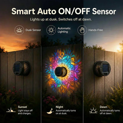 🏖️ Sommer-Sale 60% Rabatt 🏝️🌞 Solar Mandala Light – Stunning Pattern Projection, 2-in-1 Floor & Wall Design & IP65 Waterproof Auto On/Off 🌿