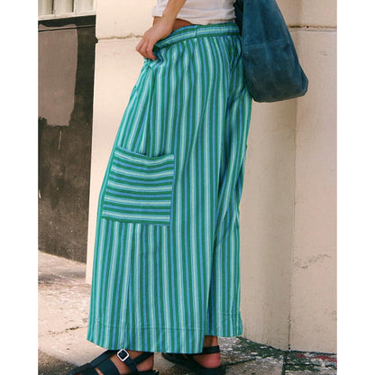 👖Trendige gestreifte Damenhose mit Kordelbund & lockerer Weitbeinpassform