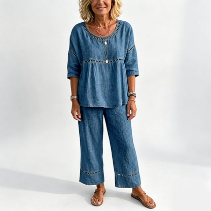 🔥 Neuheiten: 50% RABATT! ✨ Lässiges 2-teiliges Set für Damen mit Lochstickerei-Details – stylisch, luftig & perfekt aufeinander abgestimmt – ideal für warme Tage, Strand & Freizeit | Versandfrei
