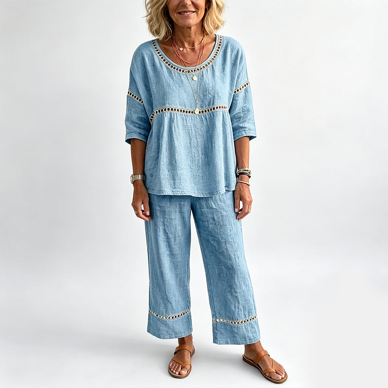 🔥 Neuheiten: 50% RABATT! ✨ Lässiges 2-teiliges Set für Damen mit Lochstickerei-Details – stylisch, luftig & perfekt aufeinander abgestimmt – ideal für warme Tage, Strand & Freizeit | Versandfrei