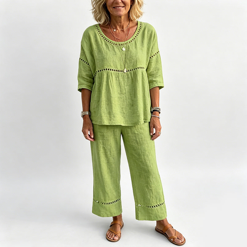 🔥 Neuheiten: 50% RABATT! ✨ Lässiges 2-teiliges Set für Damen mit Lochstickerei-Details – stylisch, luftig & perfekt aufeinander abgestimmt – ideal für warme Tage, Strand & Freizeit | Versandfrei