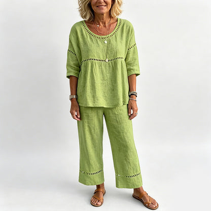 🔥 Neuheiten: 50% RABATT! ✨ Lässiges 2-teiliges Set für Damen mit Lochstickerei-Details – stylisch, luftig & perfekt aufeinander abgestimmt – ideal für warme Tage, Strand & Freizeit | Versandfrei
