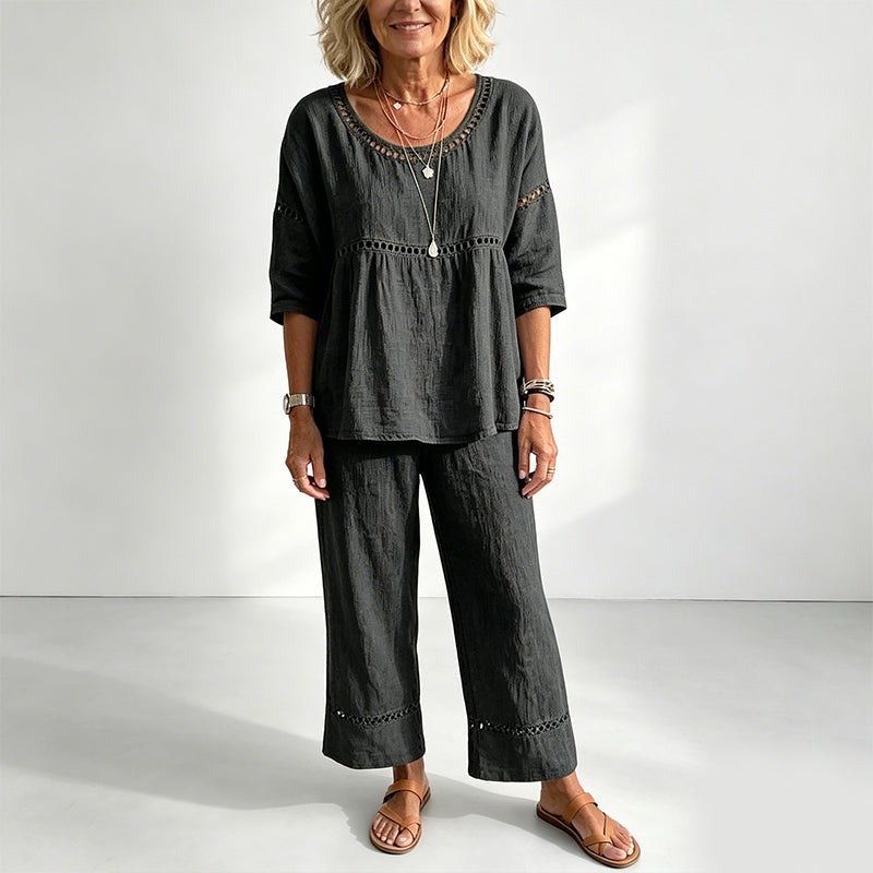 🔥 Neuheiten: 50% RABATT! ✨ Lässiges 2-teiliges Set für Damen mit Lochstickerei-Details – stylisch, luftig & perfekt aufeinander abgestimmt – ideal für warme Tage, Strand & Freizeit | Versandfrei