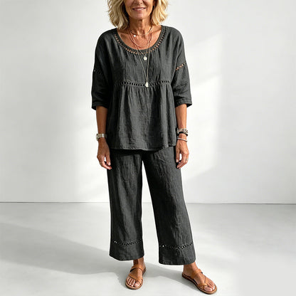 🔥 Neuheiten: 50% RABATT! ✨ Lässiges 2-teiliges Set für Damen mit Lochstickerei-Details – stylisch, luftig & perfekt aufeinander abgestimmt – ideal für warme Tage, Strand & Freizeit | Versandfrei