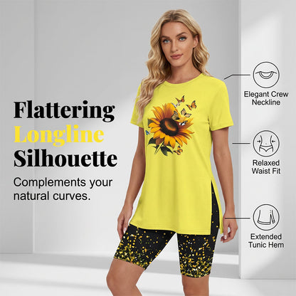 👚🩳 Lässiges Damen-Set: Bedruckte Tunika & Shorts – leicht & kombinierbar