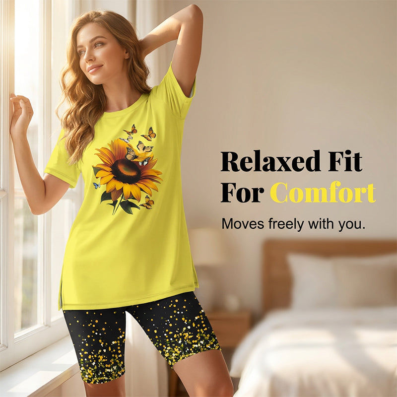 👚🩳 Lässiges Damen-Set: Bedruckte Tunika & Shorts – leicht & kombinierbar