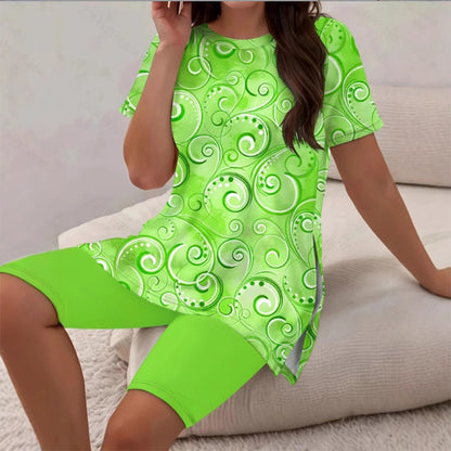 👚🩳 Lässiges Damen-Set: Bedruckte Tunika & Shorts – leicht & kombinierbar