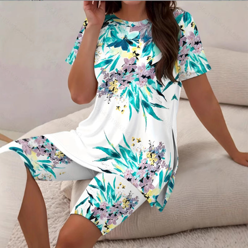 👚🩳 Lässiges Damen-Set: Bedruckte Tunika & Shorts – leicht & kombinierbar